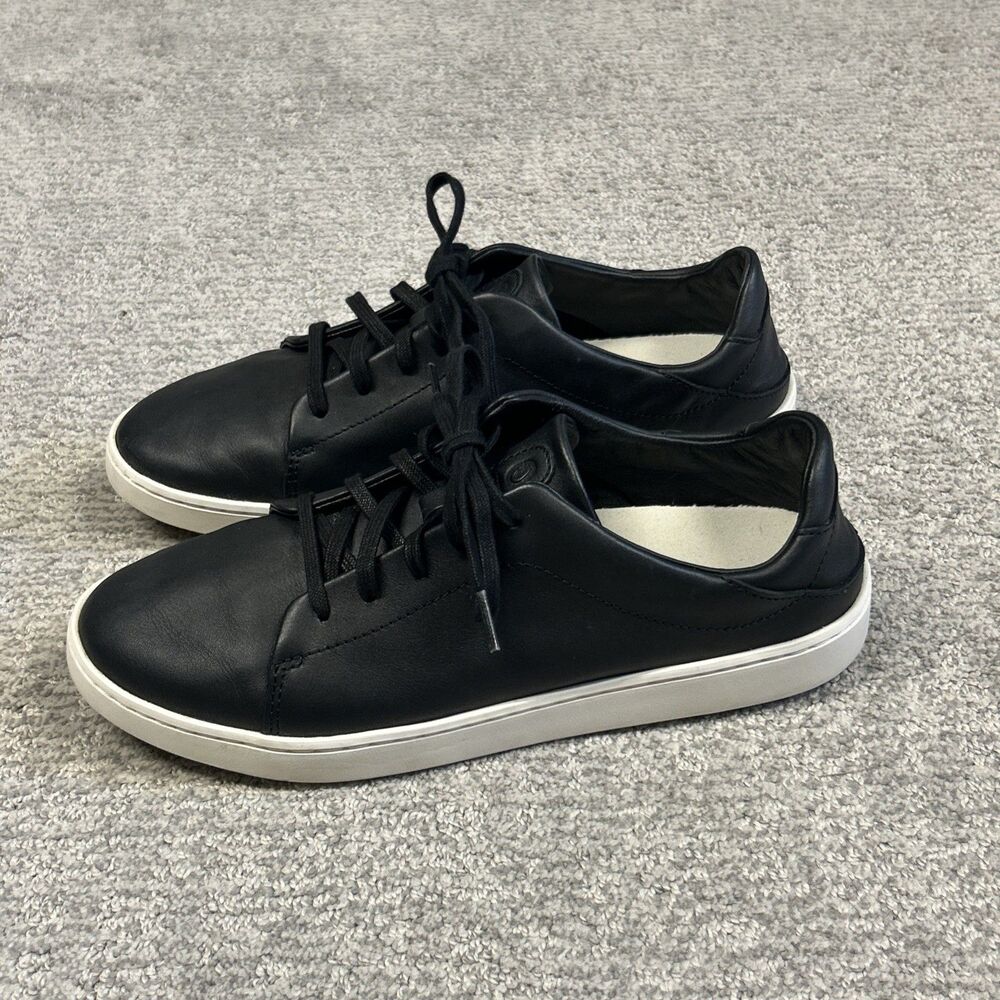Olukai Pehuea Li 'ili Shoes Womens 11 EU 41 Sneakers Black Leather Convertible